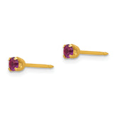 14K Gold February Crystal Birthstone Stud Earrings  Elegant 3mm Design